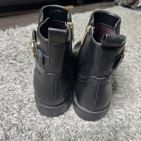 Tommy Hilfiger Boots Womens 9 Black Ankle Platform Heel Logo - Picture 4 of 8